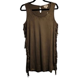 NWT! Pacsun LA Hearts Fringe Mini Dress Size Small Festival Green Velvet NEW